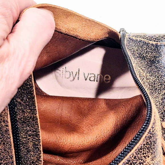 Sibyl Vane Distressed Leather Knee High Riding Boots Women 37 Equestrian Gaucho - Picture 13 of 15